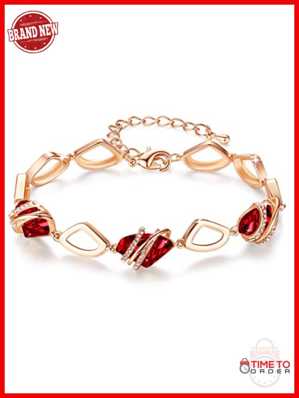Wish Stone Link Charm Bracelet with Birthstone Crystals, 18K Rose Gold Plated